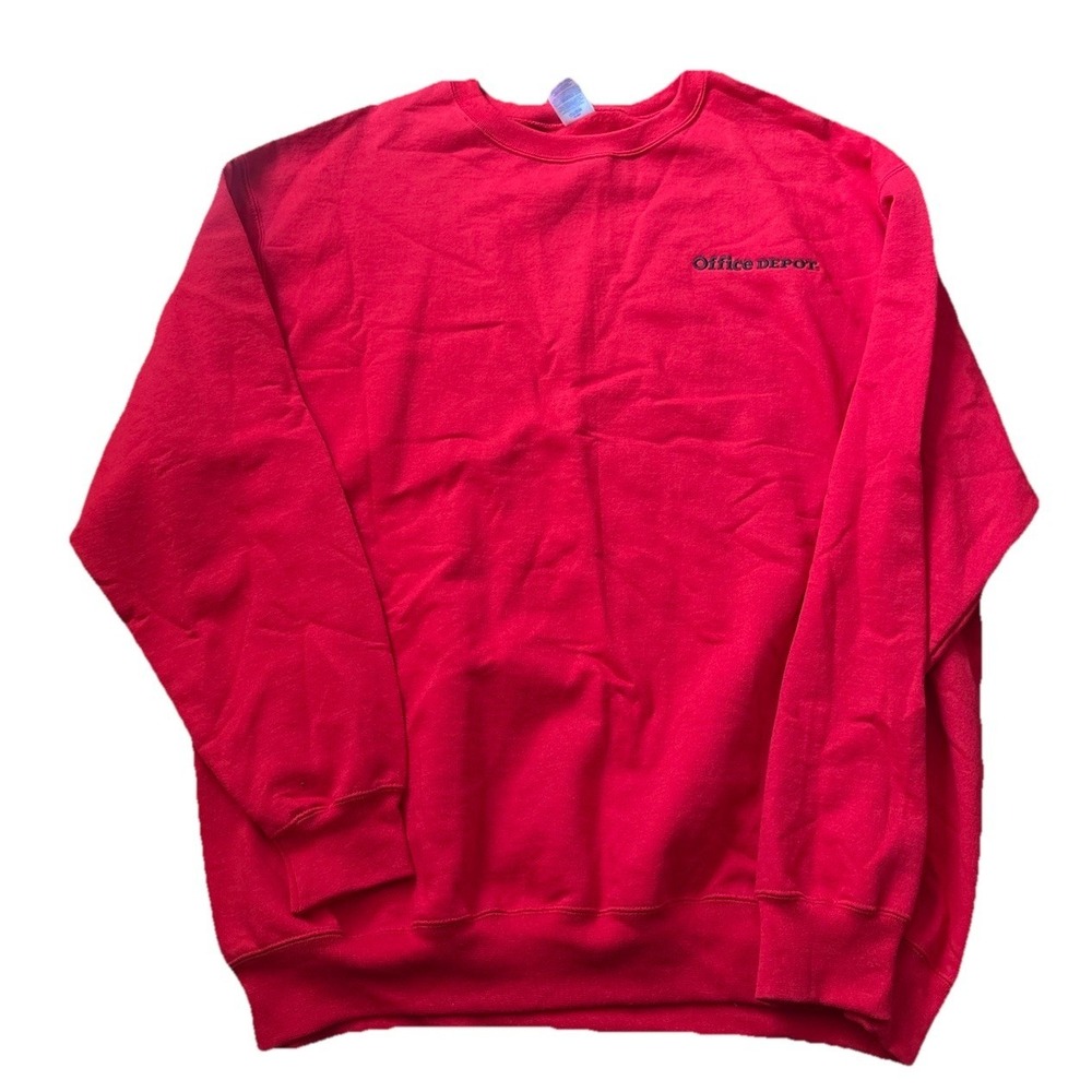 Vtg Office Depot Employee Work Creweck Size XXL Cotton Red‎